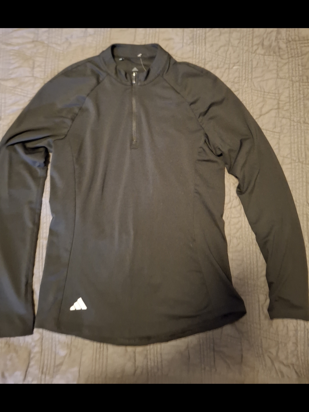 Adidas Womens Black Quarter-Zip Pullover Top